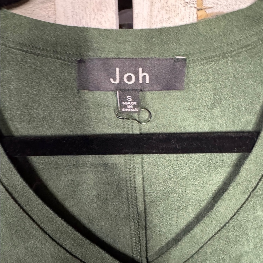 Joh Green V-Neck Faux Suede Dress. Small Great Condition Classic Forest Green - Picture 2 of 13